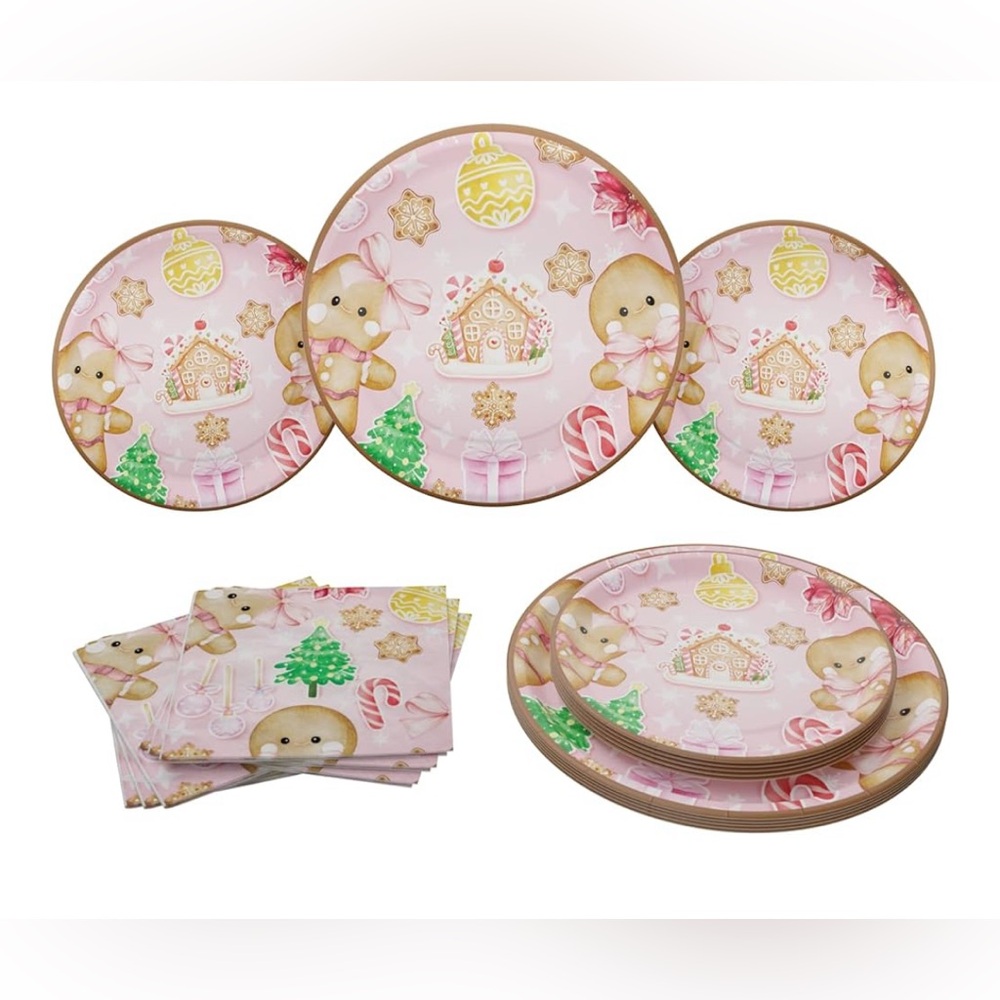 Gingerbread Party Plates and Napkin (52 Pieces for16 Guests)